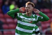 25 March 2017; Gary Shaw of Shamrock Rovers celebrates after scoring his side's first goal during the SSE Airtricity League Premier Division game between St Patrick's Athletic and Shamrock Rovers at Richmond Park in Dublin. Photo by Seb Daly/Sportsfile