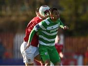 25 March 2017; Graham Burke of Shamrock Rovers in action against Graham Kelly of St. Patricks Athletic during the SSE Airtricity League Premier Division game between St Patrick's Athletic and Shamrock Rovers at Richmond Park in Dublin. Photo by Seb Daly/Sportsfile