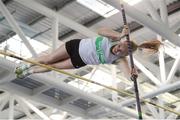 25 March 2017; Emma Coffey of Carraig na bhFear AC, Co Cork, on her way to winning the U17 Women's Pole Vault during day one of the Irish Life Health National Juvenile Indoor Championships 2017 at AIT International Arena in Athlone, Co. Westmeath. Photo by Sam Barnes/Sportsfile