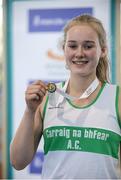 25 March 2017; U17 Women's Pole Vault gold medallist Emma Coffey of Carraig na bhFear AC, Co. Cork, during day one of the Irish Life Health National Juvenile Indoor Championships 2017 at AIT International Arena in Athlone, Co. Westmeath. Photo by Sam Barnes/Sportsfile