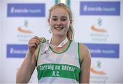 25 March 2017; U17 Women's Pole Vault gold medallist Emma Coffey of Carraig na bhFear AC, Co. Cork, during day one of the Irish Life Health National Juvenile Indoor Championships 2017 at AIT International Arena in Athlone, Co. Westmeath. Photo by Sam Barnes/Sportsfile