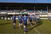 25 March 2017; Leinster players including Peter Dooley, centre, leave the field following their victory in the Guinness PRO12 Round 18 game between Leinster and Cardiff Blues at the RDS Arena in Ballsbridge, Dublin. Photo by Ramsey Cardy/Sportsfile