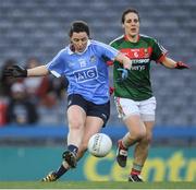 25 March 2017; Lyndsey Davey of Dublin in action against Martha Carter of Mayo during the Lidl Ladies Football National League Round 6 match between Dublin and Mayo at Croke Park, in Dublin. Photo by Brendan Moran/Sportsfile