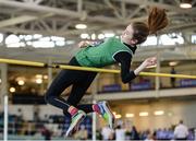 25 March 2017; Kylie Heinen of Ferrybank AC, Co. Waterford, competing in the U16 Girl's High Jump during day one of the Irish Life Health National Juvenile Indoor Championships 2017 at AIT International Arena in Athlone, Co. Westmeath. Photo by Sam Barnes/Sportsfile