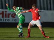 25 March 2017; Graham Burke of Shamrock Rovers in action against Jonathan Lunney of St. Patricks Athletic during the SSE Airtricity League Premier Division game between St Patrick's Athletic and Shamrock Rovers at Richmond Park in Dublin. Photo by Seb Daly/Sportsfile