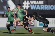 25 March 2017; Tiernan O'Halloran of Connacht is tackled by Tim Swinson of Glasgow Warriors during the Guinness PRO12 Round 18 match between Glasgow Warriors and Connacht at Scotstoun Stadium in Glasgow, Scotland. Photo by Kenny Smith/Sportsfile