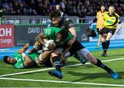 25 March 2017; Niyi Adeolokun of Connacht goes in for a try which was subsequently disallowed during the Guinness PRO12 Round 18 match between Glasgow Warriors and Connacht at Scotstoun Stadium in Glasgow, Scotland. Photo by Kenny Smith/Sportsfile