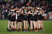 25 March 2017; The prematch Armagh team huddle before the Allianz Football League Division 3 Round 6 game between Armagh and Antrim at Athletic Grounds in Armagh. Photo by Oliver McVeigh/Sportsfile