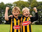 4 September 2011; Kilkenny supporters Kyle Jordan, left, aged 6, and Seán O'Keefe, also aged 6, from Thomastown, Co. Kilkenny, before the game. Supporters at the GAA Hurling All-Ireland Championship Finals, Croke Park, Dublin. Picture credit: Dáire Brennan / SPORTSFILE