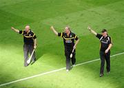 4 September 2011; Kilkenny manager Brian Cody, right, celebrates during the lap of honour with mentors Michael Dempsey, and Martin Fogarty, left. GAA Hurling All-Ireland Senior Championship Final, Kilkenny v Tipperary, Croke Park, Dublin. Picture credit: Dáire Brennan / SPORTSFILE