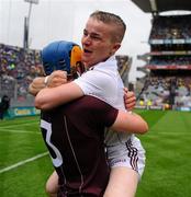 4 September 2011; Galway goalkeeper Shane Mannion celebrates with Paul Killeen after the game. GAA Hurling All-Ireland Minor Championship Final, Dublin v Galway, Croke Park, Dublin. Picture credit: Dáire Brennan / SPORTSFILE