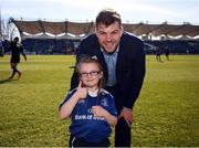 25 March 2017; Leinster matchday mascot Emily McCabe with Leinster's Jordi Murphy ahead of the Guinness PRO12 Round 18 game between Leinster and Cardiff Blues at RDS Arena in Ballsbridge, Dublin. Photo by Stephen McCarthy/Sportsfile