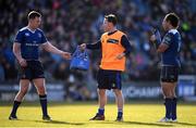 25 March 2017; Leinster head of athletic performance Charlie Higgins with Rory O'Loughlin and Isa Nacewa during the Guinness PRO12 Round 18 game between Leinster and Cardiff Blues at RDS Arena in Ballsbridge, Dublin. Photo by Stephen McCarthy/Sportsfile