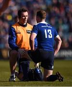 25 March 2017; Dr Jim O'Donovan, Leinster team doctor, with Rory O'Loughlin during the Guinness PRO12 Round 18 game between Leinster and Cardiff Blues at RDS Arena in Ballsbridge, Dublin. Photo by Stephen McCarthy/Sportsfile