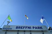26 March 2017; Kerry, Cavan and Ulster flags fly outside Kingspan Breffni Park ahead of the Allianz Football League Division 1 Round 6 match between Cavan and Kerry at Kingspan Breffni Park in Cavan. Photo by Stephen McCarthy/Sportsfile
