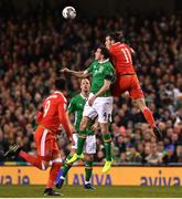24 March 2017; Gareth Bale of Wales in action against John O'Shea of Republic of Ireland during the FIFA World Cup Qualifier Group D match between Republic of Ireland and Wales at the Aviva Stadium in Dublin. Photo by Ramsey Cardy/Sportsfile