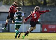 26 March 2017; Saoirse Healy of Cregmore Claregalway FC celebrates after scoring her side's first goal during the FAI Women's U14 Cup Final match between Cregmore Claregalway and Kilmore Celtic at Eamon Deacy Park in Galway. Photo by David Maher/Sportsfile