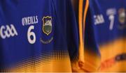 26 March 2017; A detailed view of Tipperary jerseys ahead of the Allianz Hurling League Division 1A Round 5 match between Cork and Tipperary at Páirc Uí Rinn in Cork. Photo by Eóin Noonan/Sportsfile