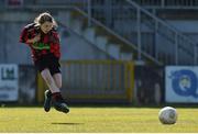 26 March 2017; Aoibheann Costello of Cregmore Claregalway FC shoots to score her side's third goal during the FAI Women's U14 Cup Final match between Cregmore Claregalway and Kilmore Celtic at Eamon Deacy Park in Galway. Photo by David Maher/Sportsfile