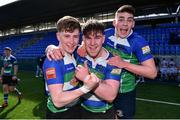 26 March 2017; Gorey's Shane Stokes, left, PJ Barnes, centre, and Robbie Brooks celebrate following the Leinster Under 18 Youth Division 1 Final between Gorey and Tullow at Donnybrook Stadium in Dublin. Photo by Ramsey Cardy/Sportsfile