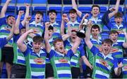 26 March 2017; Gorey's Liam Molloy, left, and Shane Stokes lift the trophy following their win in the Leinster Under 18 Youth Division 1 Final between Gorey and Tullow at Donnybrook Stadium in Dublin. Photo by Ramsey Cardy/Sportsfile