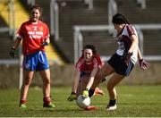 26 March 2017; Roisín Daly of Presentation, Thurles in action against Ann Shannon of Holy Faith, Clontarf during the Lidl All Ireland PPS Senior C Championship Final match between Presentation S.S and Holy Faith S.S at O'Moore Park in Portlaoise. Photo by Seb Daly/Sportsfile
