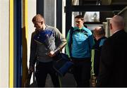 26 March 2017; David McInerney, left, and Brendan Bugler of Clare make their way into their dressing room ahead of the Allianz Hurling League Division 1A Round 5 match between Clare and Waterford at Cusack Park in Ennis. Photo by Diarmuid Greene/Sportsfile