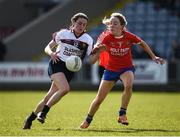26 March 2017; Casey Hennessy of Presentation, Thurles in action against Susie O’Flynn of Holy Faith, Clontarf during the Lidl All Ireland PPS Senior C Championship Final match between Presentation S.S and Holy Faith S.S at O'Moore Park in Portlaoise. Photo by Seb Daly/Sportsfile