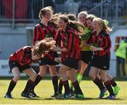 26 March 2017; Players of Cregmore Claregalway celebrate at the end of the FAI Women's U14 Cup Final match between Cregmore Claregalway and Kilmore Celtic at Eamon Deacy Park in Galway. Photo by David Maher/Sportsfile