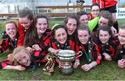 26 March 2017; Players of Cregmore Claregalway celebrate at the end of the FAI Women's U14 Cup Final match between Cregmore Claregalway and Kilmore Celtic at Eamon Deacy Park in Galway. Photo by David Maher/Sportsfile