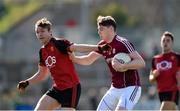 26 March 2017; Thomas Flynn of Galway in action against Caolan Mooney of Down during the Allianz Football League Division 2 Round 6 match between Down and Galway at Páirc Esler in Newry. Photo by David Fitzgerald/Sportsfile