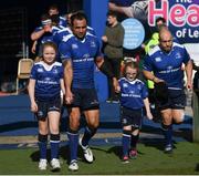 25 March 2017; Leinster captain Isa Nacewa with Leinster matchday mascots Anna Cleary and Emily McCabe ahead of the Guinness PRO12 Round 18 game between Leinster and Cardiff Blues at RDS Arena in Ballsbridge, Dublin. Photo by Stephen McCarthy/Sportsfile