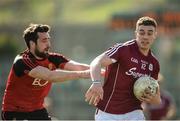 26 March 2017; Eamon Brannigan of Galway in action against Kevin McKernan of Down during the Allianz Football League Division 2 Round 6 match between Down and Galway at Páirc Esler in Newry. Photo by David Fitzgerald/Sportsfile