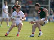 26 March 2017; Peter Harte of Tyrone in action against Lee Keegan of Mayo  during the Allianz Football League Division 1 Round 6 match between Tyrone and Mayo at Healy Park in Omagh. Photo by Oliver McVeigh/Sportsfile
