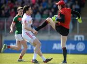 26 March 2017; David Clarke of Mayo in action against Sean Cavanagh of Tyrone during the Allianz Football League Division 1 Round 6 match between Tyrone and Mayo at Healy Park in Omagh. Photo by Oliver McVeigh/Sportsfile