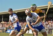 26 March 2017; Aron Shanagher of Clare in action against Stephen Daniels, right, and Barry Coughlan of Waterford during the Allianz Hurling League Division 1A Round 5 match between Clare and Waterford at Cusack Park in Ennis. Photo by Diarmuid Greene/Sportsfile