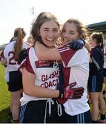 26 March 2017; Presentation Thurles players Joan Harty, left, and Katie Ryan celebrate following their victory during the Lidl All Ireland PPS Senior C Championship Final match between Presentation S.S and Holy Faith S.S at O'Moore Park in Portlaoise. Photo by Seb Daly/Sportsfile