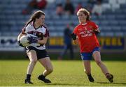 26 March 2017; Saoirse O’Meara of Presentation, Thurles in action against Heather Bolger of Holy Faith, Clontarf during the Lidl All Ireland PPS Senior C Championship Final match between Presentation S.S and Holy Faith S.S at O'Moore Park in Portlaoise. Photo by Seb Daly/Sportsfile