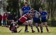 26 March 2017; Angelo Todisco of Enniscorthy is tackled by Shane Byrne of Wicklow during the Leinster Provincial Towns Cup Quarter-Final match between Enniscorthy and Wicklow at Enniscorthy RFC in Co. Wexford. Photo by Matt Browne/Sportsfile