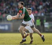 26 March 2017; Kevin McLoughlin of Mayo in action against Darren McCurry of Tyrone during the Allianz Football League Division 1 Round 6 match between Tyrone and Mayo at Healy Park in Omagh. Photo by Oliver McVeigh/Sportsfile