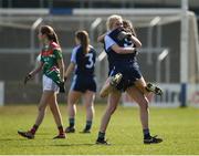 26 March 2017; Captain Ruth O’Connor of St. Josephs, Rochortbridge, left, celebrates with teammate Aileen Brannock following their side's victory during the Lidl All Ireland PPS Senior B Championship Final match between Loreto Clonmel and St. Josephs Secondary School Rochortbridge at O'Moore Park in Portlaoise. Photo by Seb Daly/Sportsfile