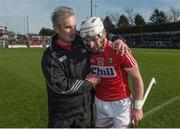 26 March 2017; Patrick Horgan of Cork is congratulated by manager Kieran Kingston after scoring the winning point during the Allianz Hurling League Division 1A Round 5 match between Cork and Tipperary at Páirc Uí Rinn in Cork. Photo by Eóin Noonan/Sportsfile