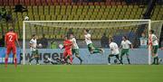 6 September 2011; Stephen Ward, Republic of Ireland, defends with a header during the closing stages of the game. EURO 2012 Championship Qualifier, Russia v Republic of Ireland, Luzhniki Stadium, Moscow, Russia. Picture credit: David Maher / SPORTSFILE