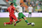 6 September 2011; Aiden McGeady, Republic of Ireland, in action against Roman Shirokov, Russia. EURO 2012 Championship Qualifier, Russia v Republic of Ireland, Luzhniki Stadium, Moscow, Russia. Picture credit: David Maher / SPORTSFILE