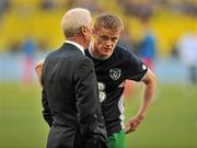 6 September 2011; Republic of Ireland manager Giovanni Trapattoni speaks to Damien Duff before the start of the game. EURO 2012 Championship Qualifier, Russia v Republic of Ireland, Luzhniki Stadium, Moscow, Russia. Picture credit: David Maher / SPORTSFILE