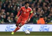 24 March 2017; Ashley Williams of Wales during the FIFA World Cup Qualifier Group D match between Republic of Ireland and Wales at the Aviva Stadium in Dublin. Photo by Brendan Moran/Sportsfile