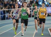 26 March 2017; Luke Morris of Newbridge AC, Co. Kildare, left, on his way to winning the U19 Men's 400m event during the Irish Life Health Juvenile Indoor Championships 2017 day 2 at the AIT International Arena in Athlone, Co. Westmeath. Photo by Sam Barnes/Sportsfile