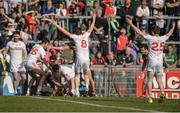 26 March 2017; Tyrone players appealing for a free in the closing minutes of the game during the Allianz Football League Division 1 Round 6 match between Tyrone and Mayo at Healy Park in Omagh. Photo by Oliver McVeigh/Sportsfile
