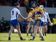 26 March 2017; Pauric Mahony of Waterford and Jamie Shanahan of Clare exchange a handshake after the Allianz Hurling League Division 1A Round 5 match between Clare and Waterford at Cusack Park in Ennis. Photo by Diarmuid Greene/Sportsfile