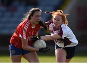 26 March 2017; Sinéad Quigley of Holy Faith, Clontarf in action against Dervla Heffernan of Presentation, Thurles during the Lidl All Ireland PPS Senior C Championship Final match between Presentation S.S and Holy Faith S.S at O'Moore Park in Portlaoise. Photo by Seb Daly/Sportsfile